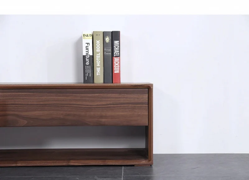 Forte Simple Design Solid Black Walnut Wood Bench with 2 Drawers