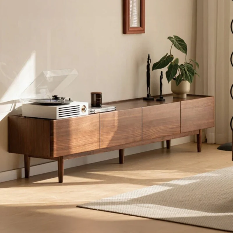 Full Consistent Solid Walnut Wood Board TV Cabinet