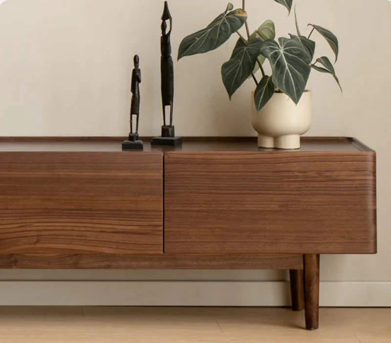 Full Consistent Solid Walnut Wood Board TV Cabinet