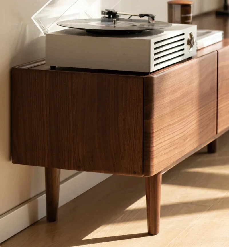Full Consistent Solid Walnut Wood Board TV Cabinet