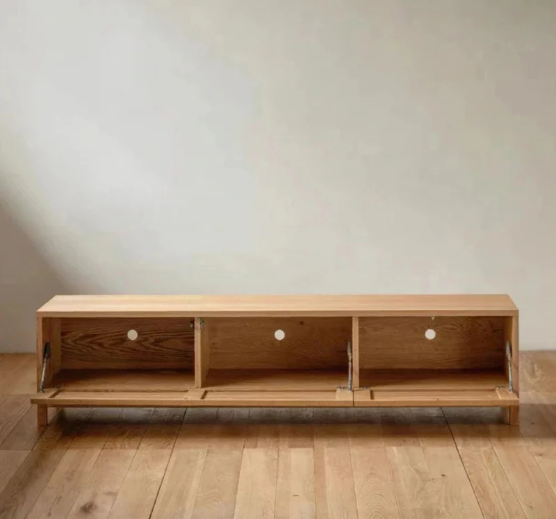 Contemporary Solid Oak Wood Finished TV Stand