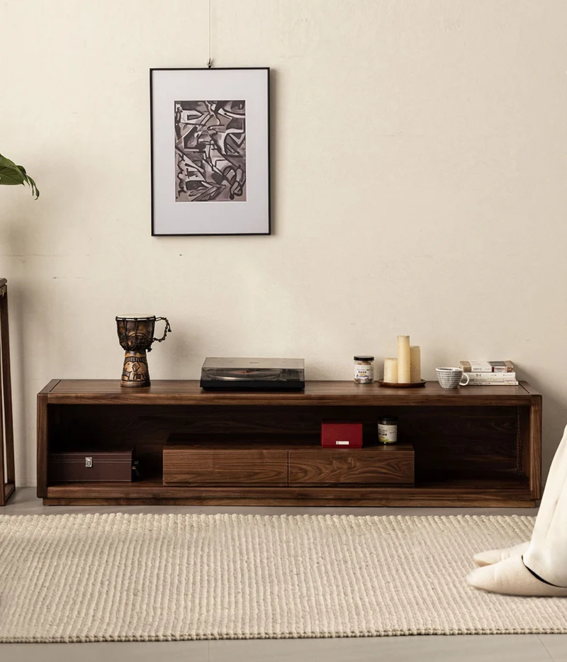 Sierra Open Space Style Solid Walnut Wood TV Stand