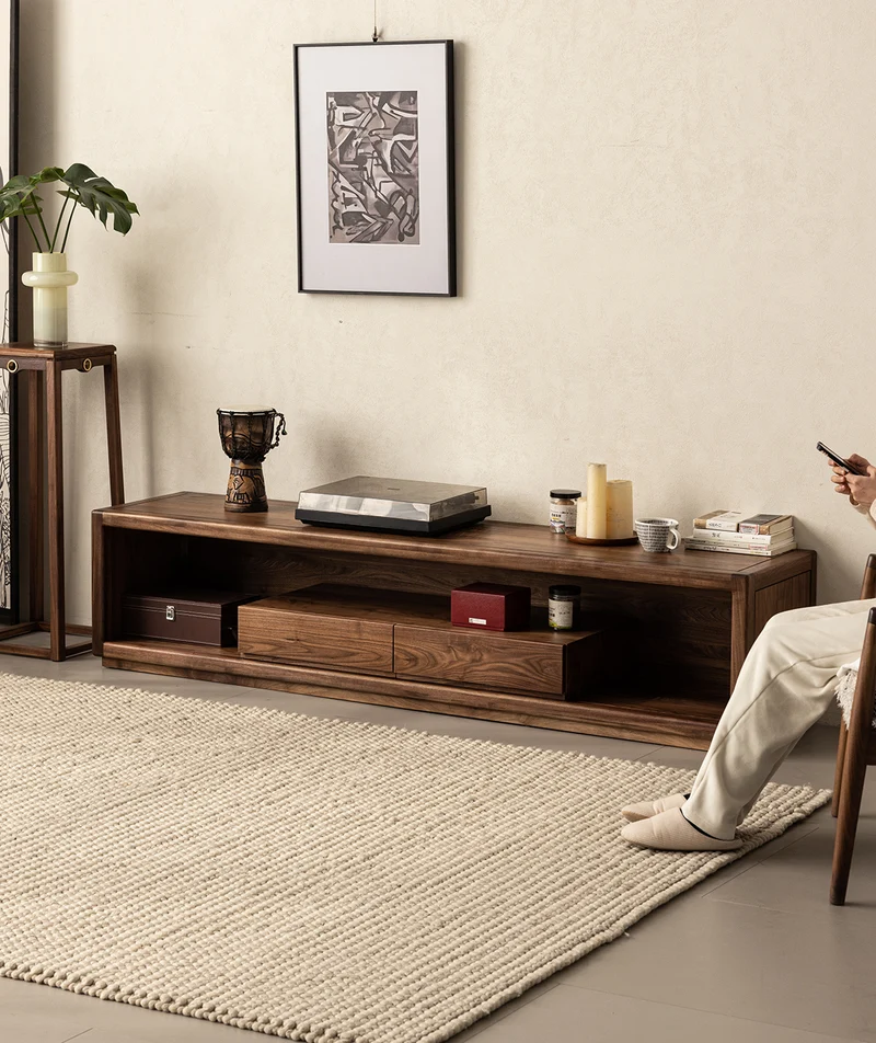 Sierra Open Space Style Solid Walnut Wood TV Stand