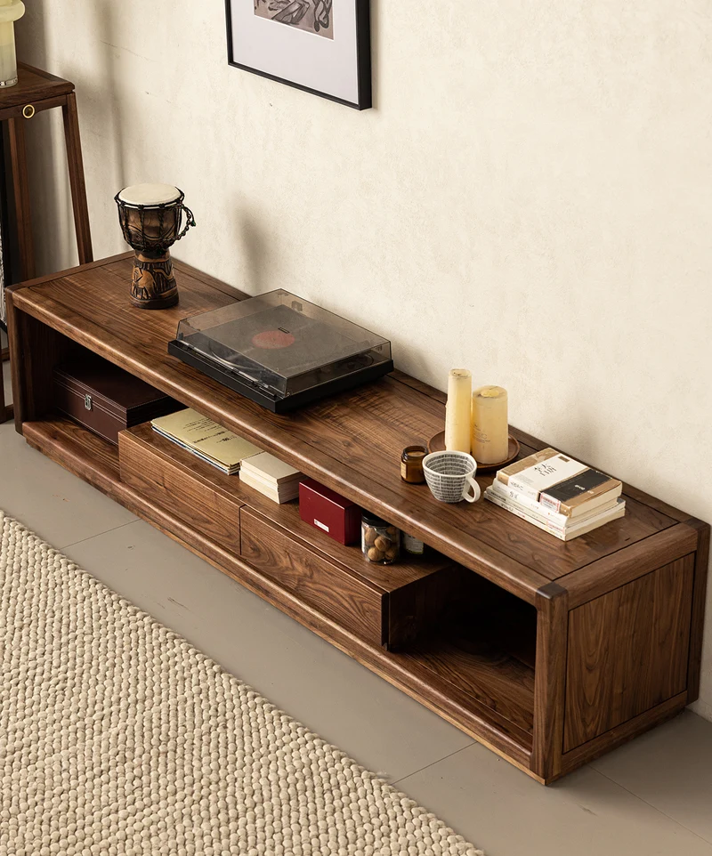 Sierra Open Space Style Solid Walnut Wood TV Stand