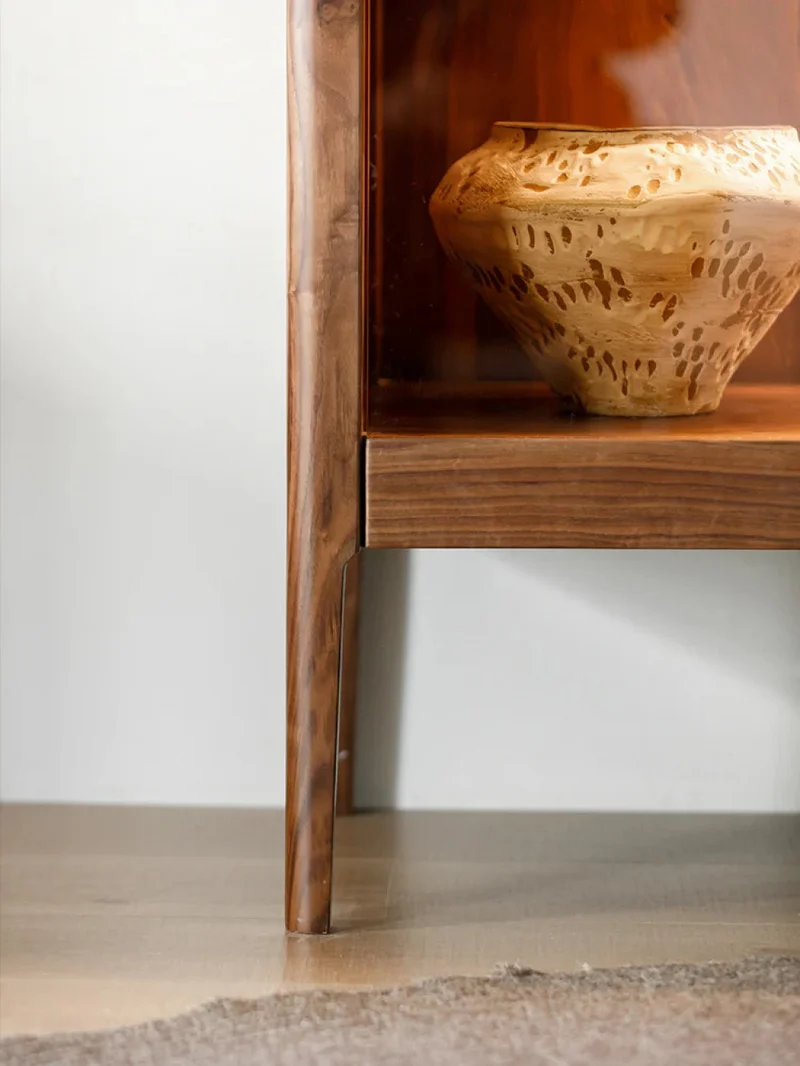 Inspire New Glass Walnut Wood Wine and Liquor Bar Cabinet