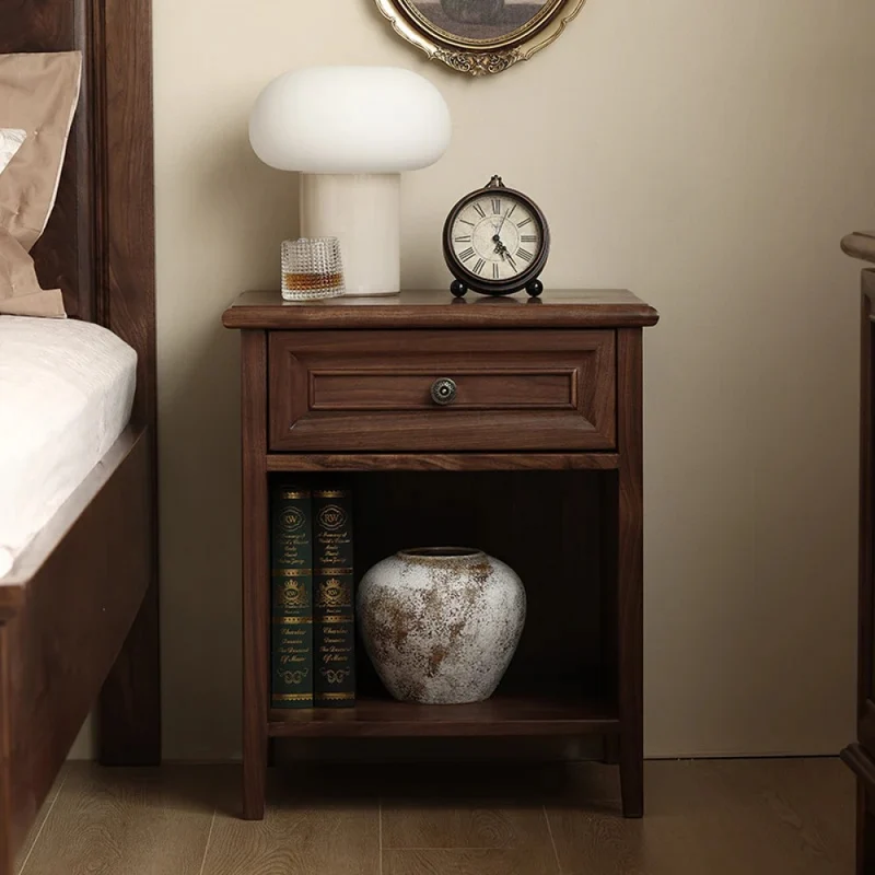 American Style Walnut Wood Bedside Table