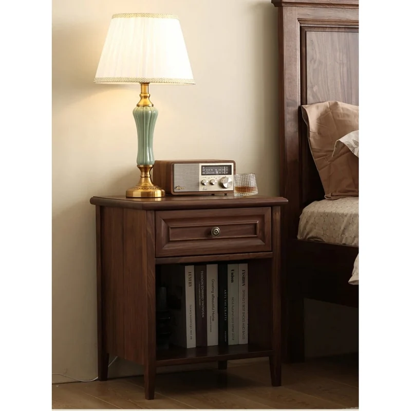 American Style Walnut Wood Bedside Table