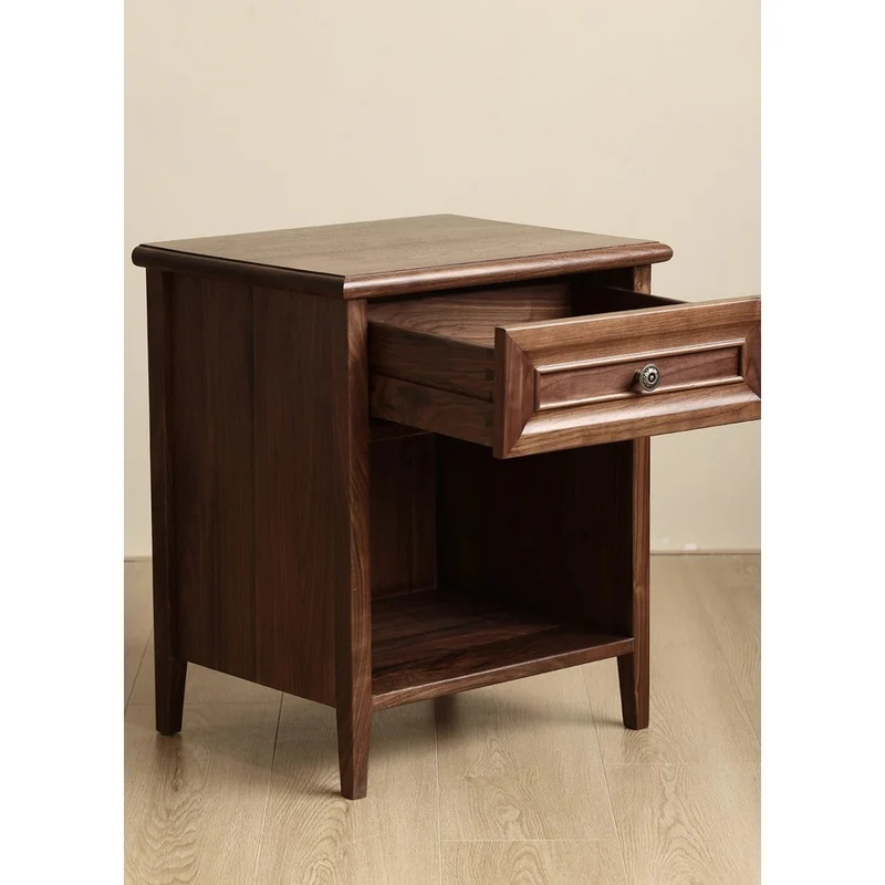 American Style Walnut Wood Bedside Table