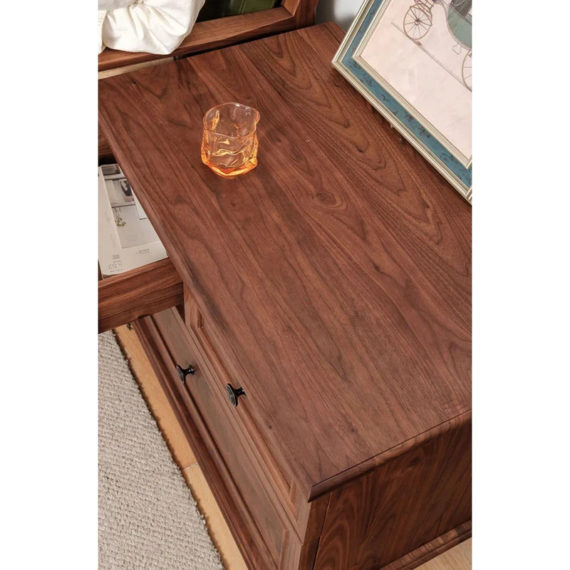 Kinetic Fully Assembled 3-Drawer Solid Walnut Wood Nightstand