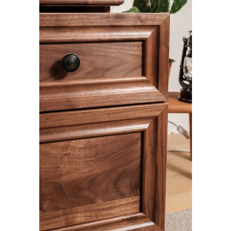 Kinetic Fully Assembled 3-Drawer Solid Walnut Wood Nightstand