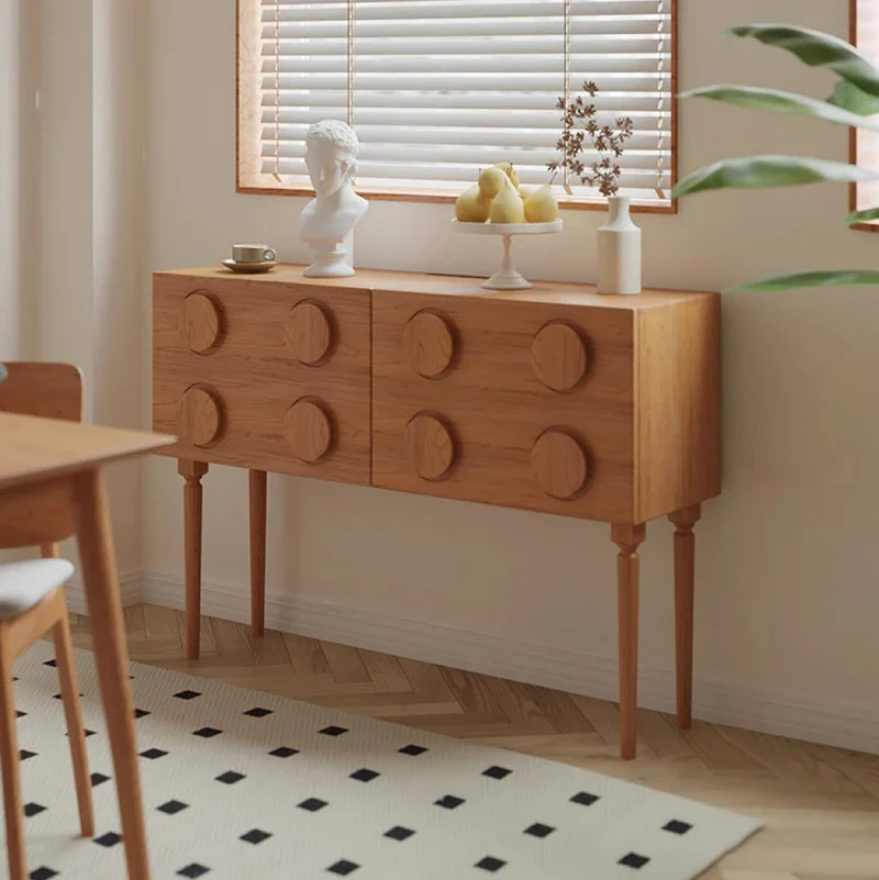 Nexus Eight Circle Point Design Cherry Wood Console Table