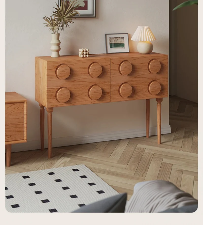 Nexus Eight Circle Point Design Cherry Wood Console Table