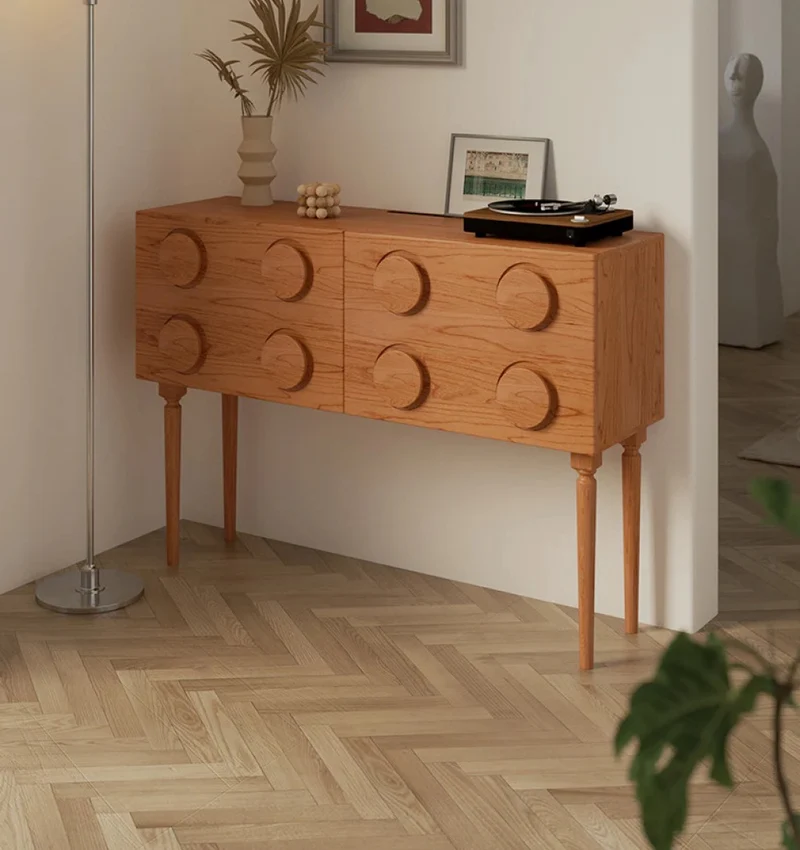 Nexus Eight Circle Point Design Cherry Wood Console Table