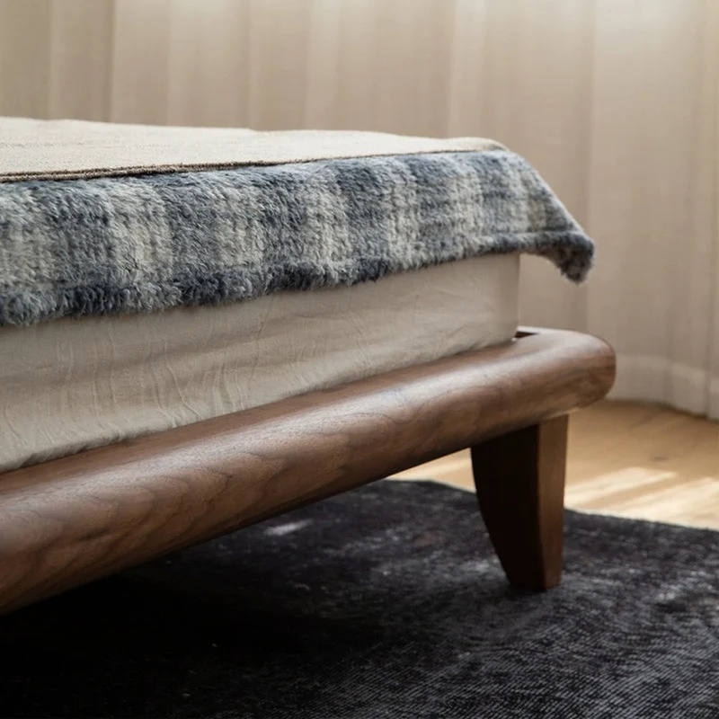 Elevation Mid-Century Steccato Walnut Wood Bed Frame