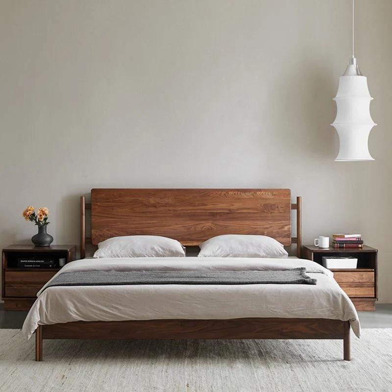 Horizon King Size Walnut Bed Frame with Headboard