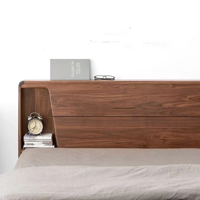 72" x 84" Solid Black Walnut Wood Hydraulic Bed with Storage