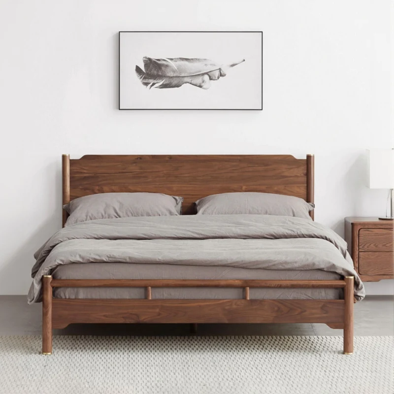 Nordic Solid Walnut Wood King Bed