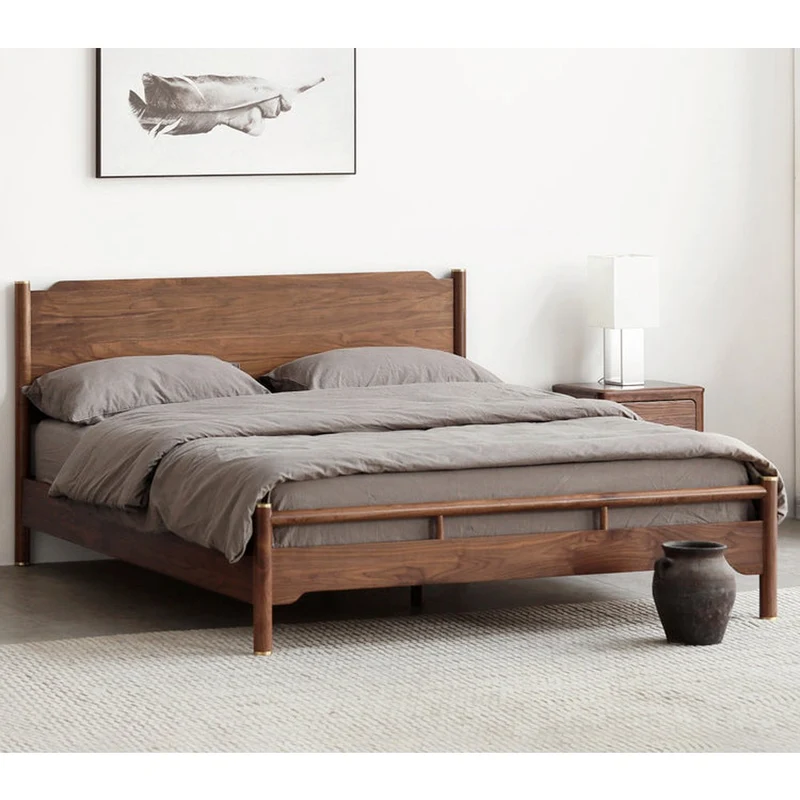 Nordic Solid Walnut Wood King Bed
