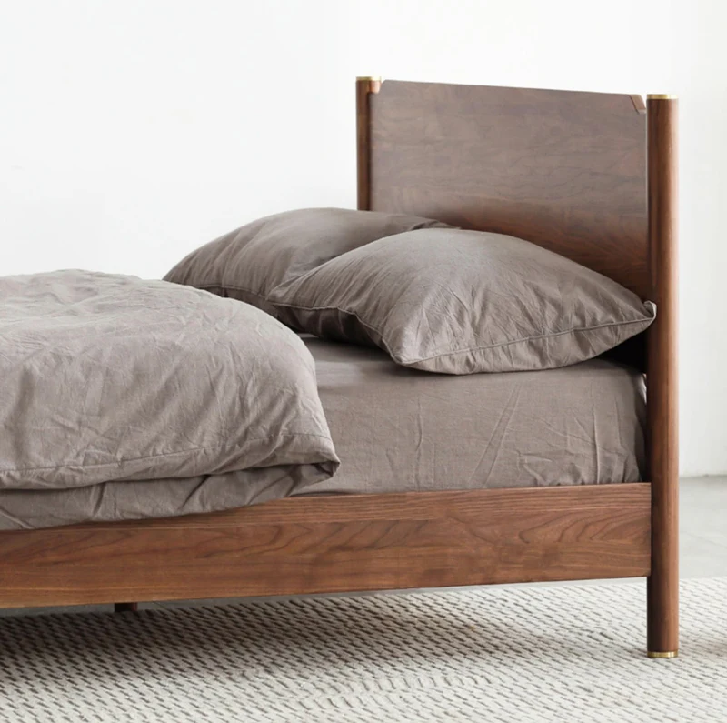 Nordic Solid Walnut Wood King Bed