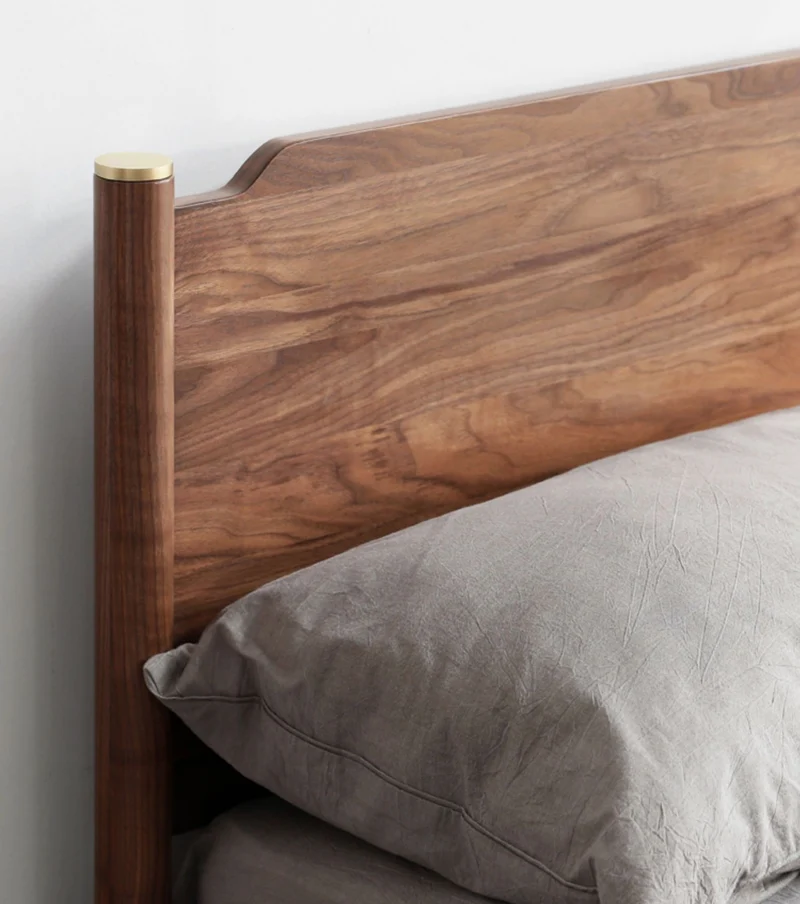 Nordic Solid Walnut Wood King Bed