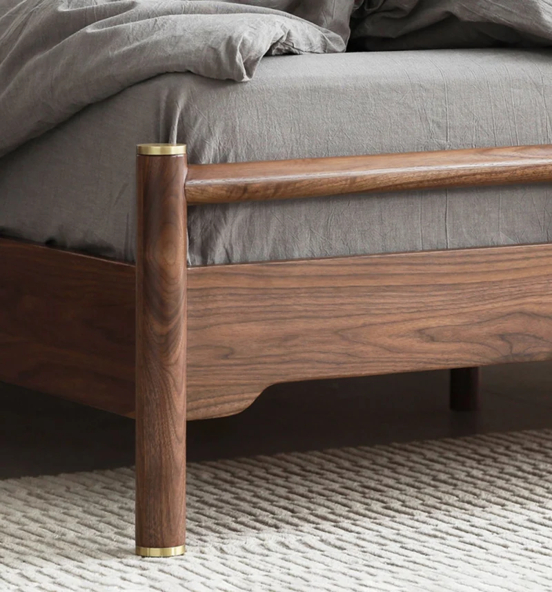 Nordic Solid Walnut Wood King Bed