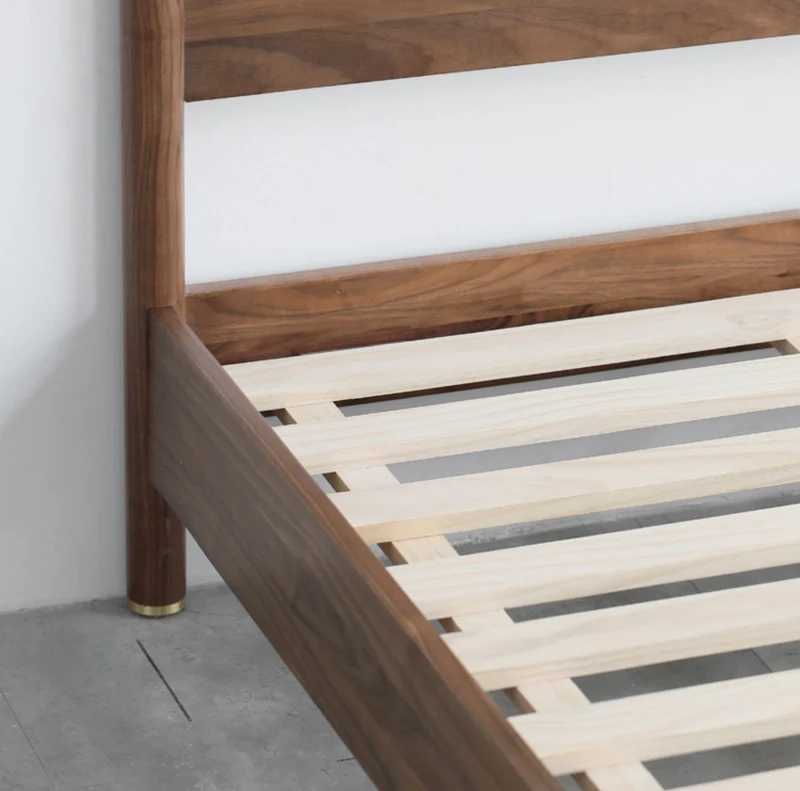 Nordic Solid Walnut Wood King Bed