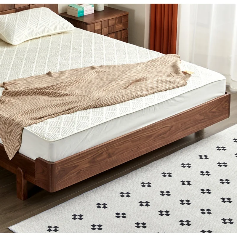 Celestial Solid Black Walnut Wood Bed with Grid Headboard