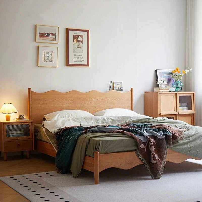 Natura Wave Cherry Wood King Bed