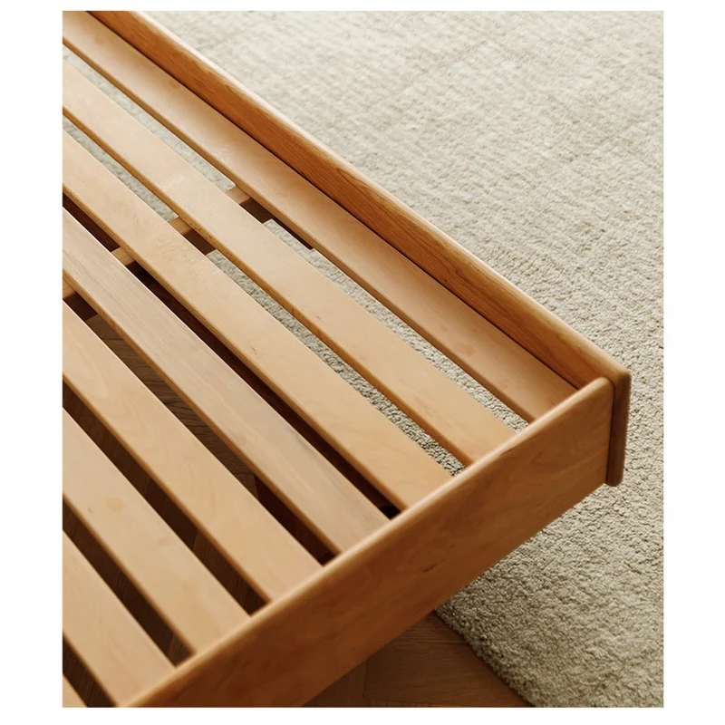 Harmonia Solid Cherry Wood Real Leather Bed