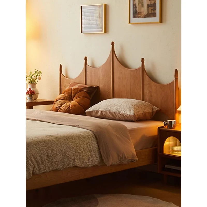 Crown Design Cherry Wood Queen Bed Frame