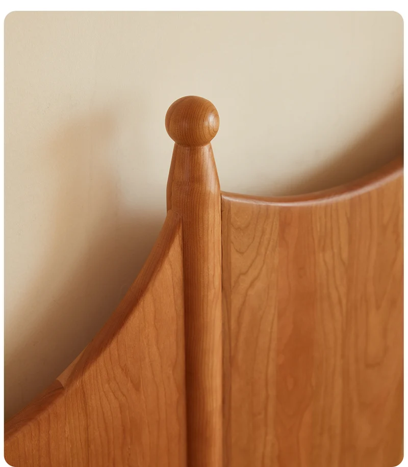 Crown Design Cherry Wood Queen Bed Frame