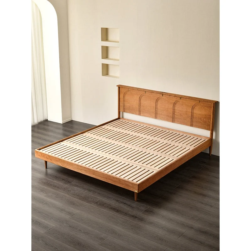 French Style King Size Cherry Wood Platform Bed