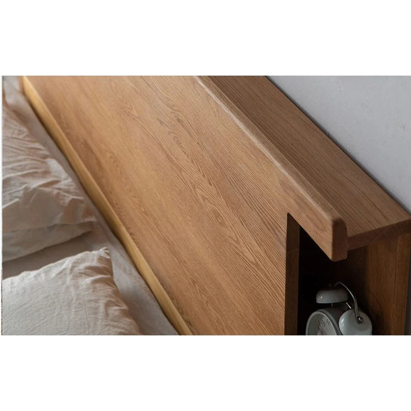 White Oak Wood Hydraulic Bed with Storage Compartments