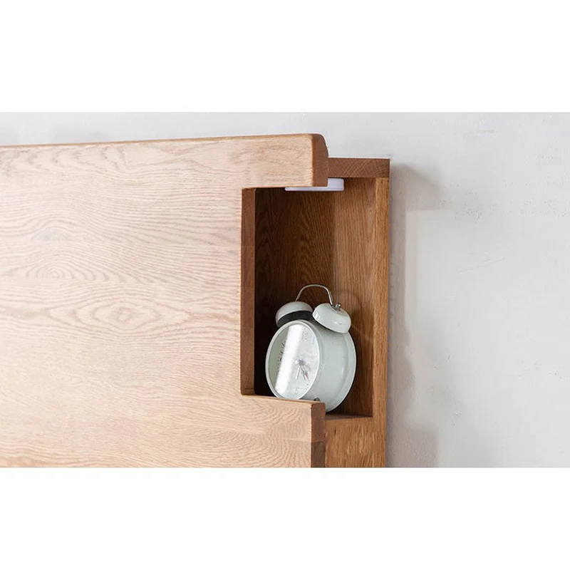 White Oak Wood Hydraulic Bed with Storage Compartments