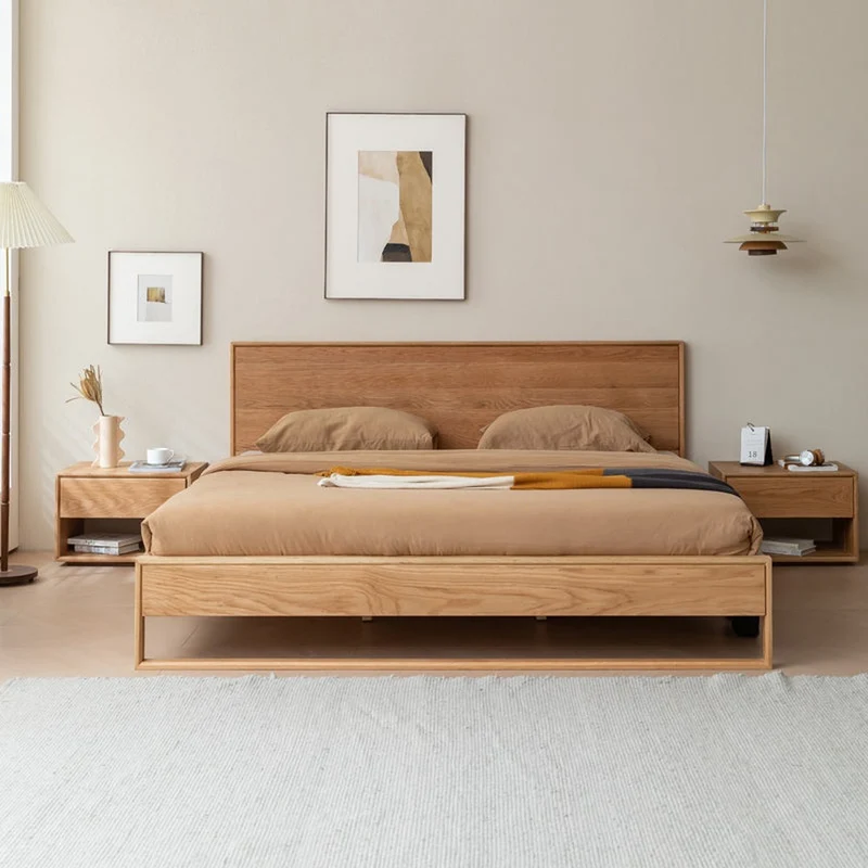 Japanese Style Minimalism Oak Wood Bed Frame
