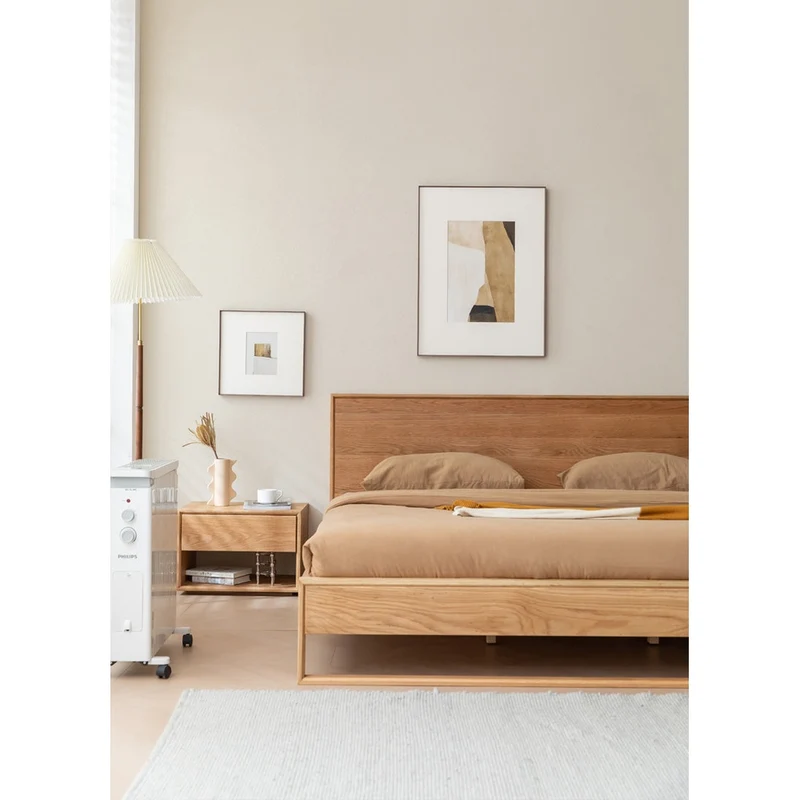 Japanese Style Minimalism Oak Wood Bed Frame