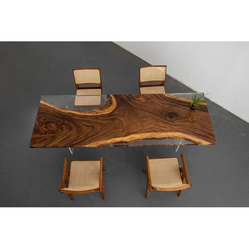 Luxury Custom Epoxy Resin Walnut Dining River Table - Made to Order