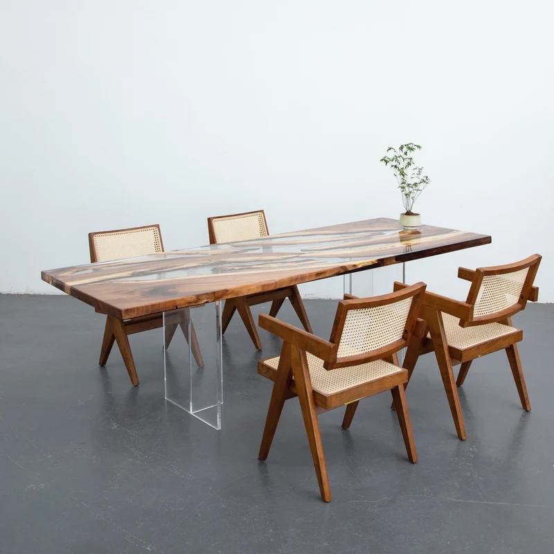 Vibrant South American Walnut Wood Resin Table