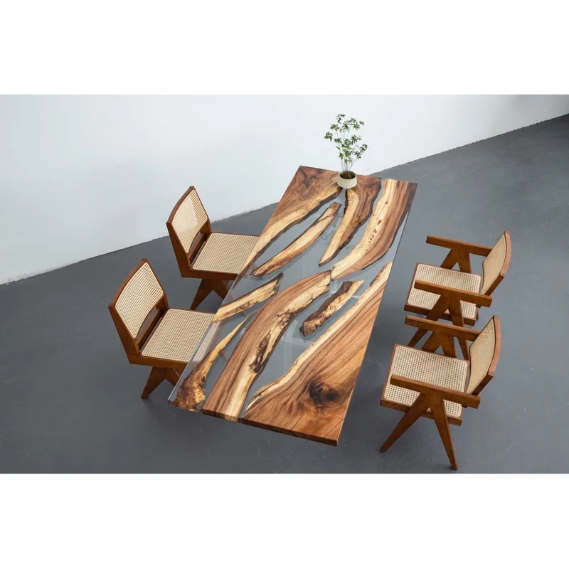 Vibrant South American Walnut Wood Resin Table