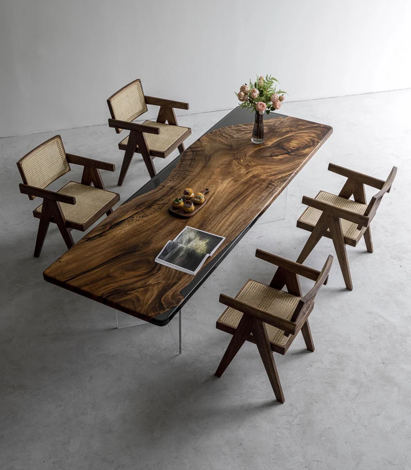 Luxe South American Walnut Wood Epoxy Resin Table