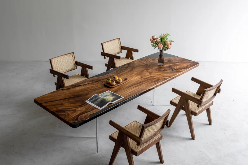 Luxe South American Walnut Wood Epoxy Resin Table