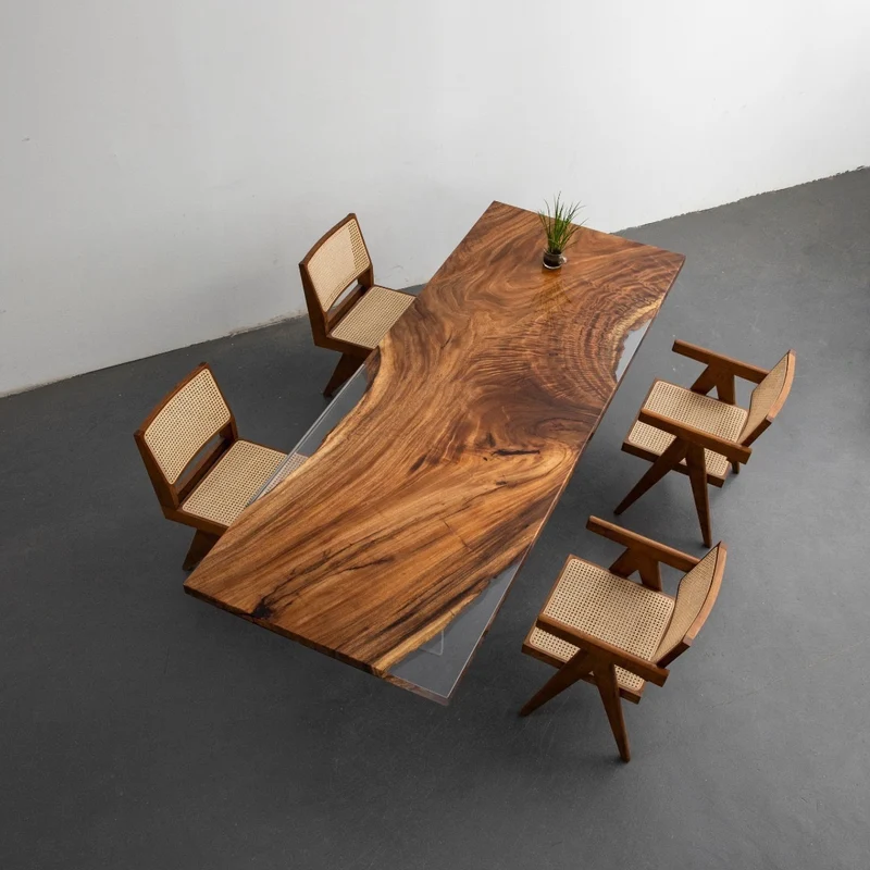 Nature's Canvas Walnut Wood Resin Table