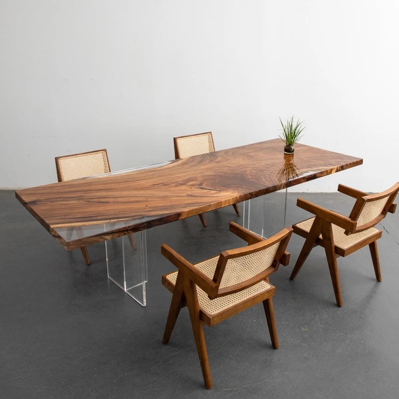 Nature's Canvas Walnut Wood Resin Table