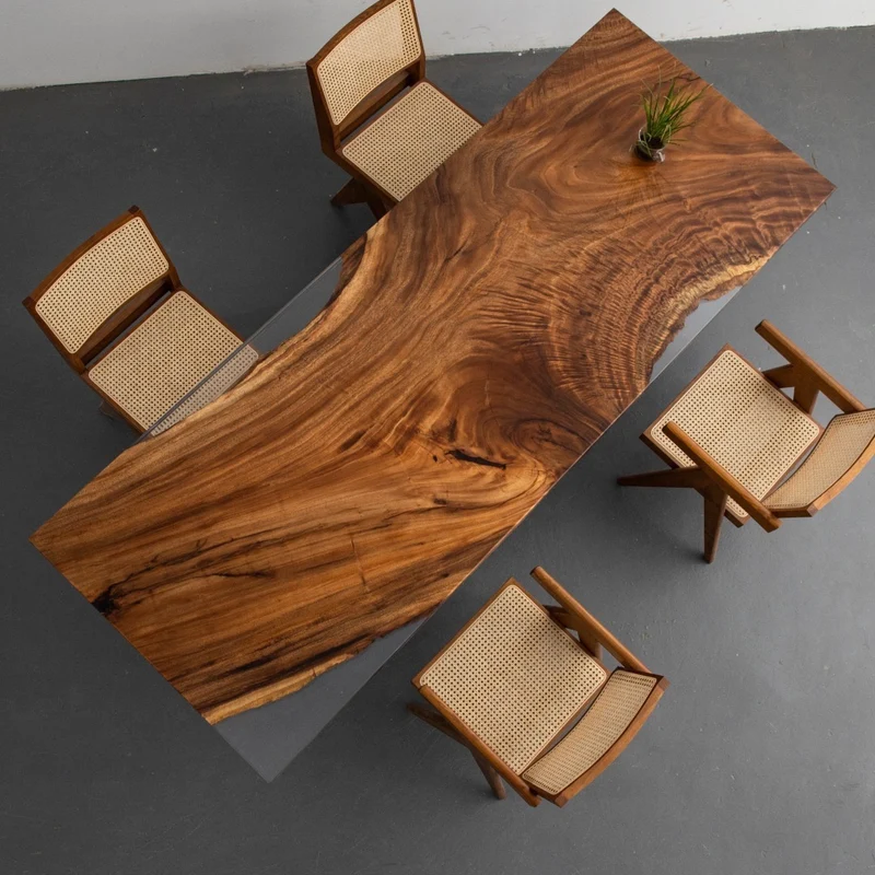 Nature's Canvas Walnut Wood Resin Table