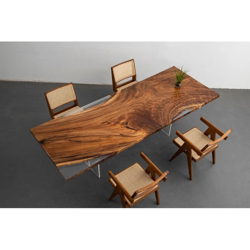 Nature's Canvas Walnut Wood Resin Table