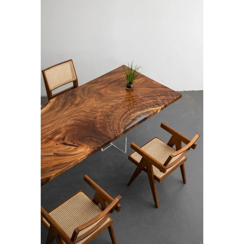 Nature's Canvas Walnut Wood Resin Table