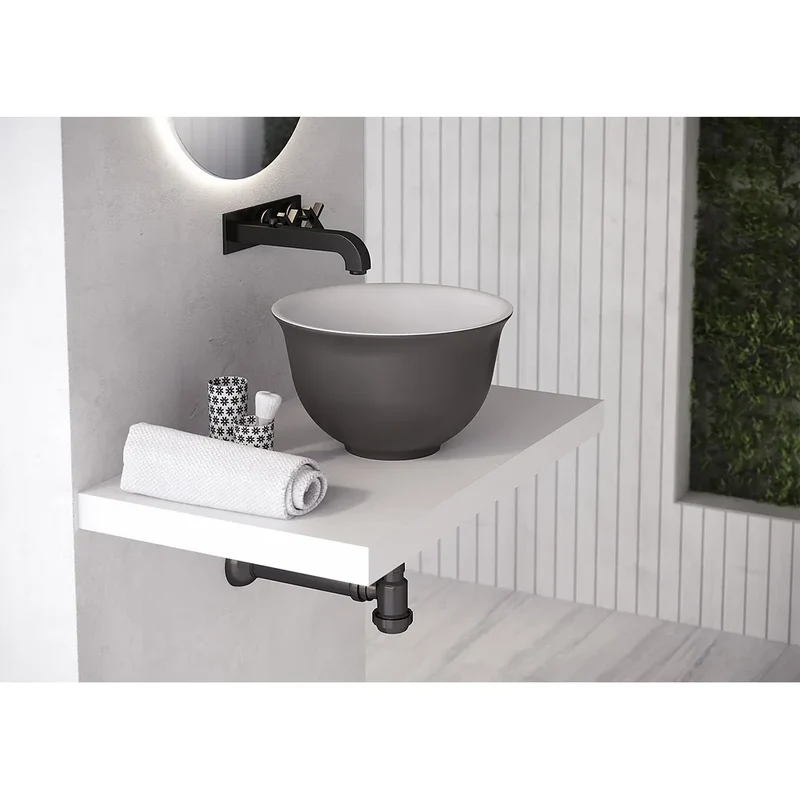 Lavabo Sobre Encimera Bowl Fossil Natura Blanco Mate