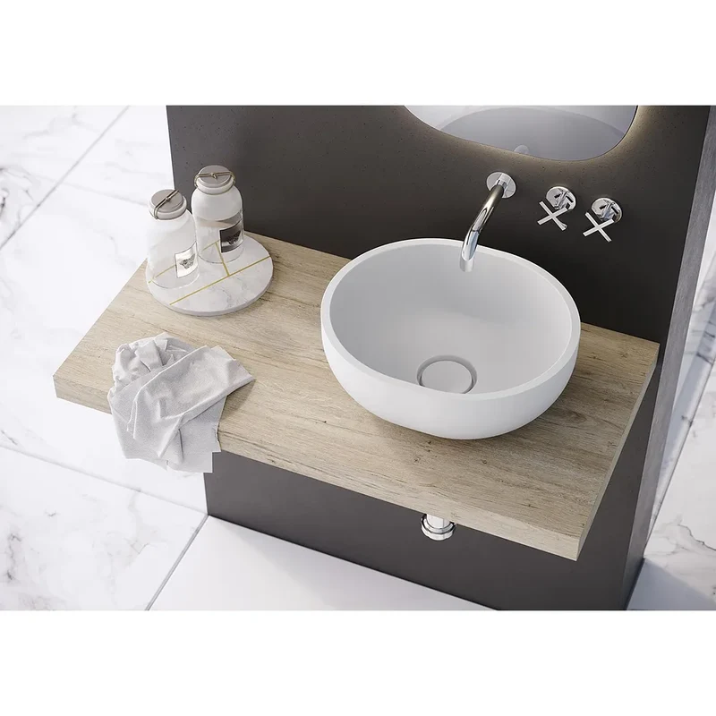 Lavabo Sobre Encimera Dylan Fossil Natura Blanco Mate