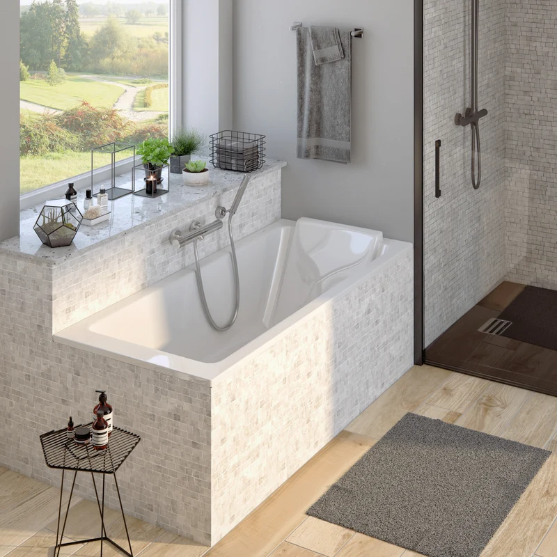 Bañera SOFÁ de Jacob Delafon | de 150 a 180 cm | Fondo Antideslizante | Incluye Desagüe y patas