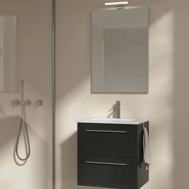 Conjunto STREET de Royo, Mueble baño de 2 cajones + Lavabo + Espejo | 50x50x35 cm